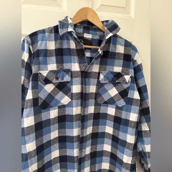 Ducks Unlimited Canada blue plaid heavy cotton button jacket size large shirt - Picture 3 of 11
